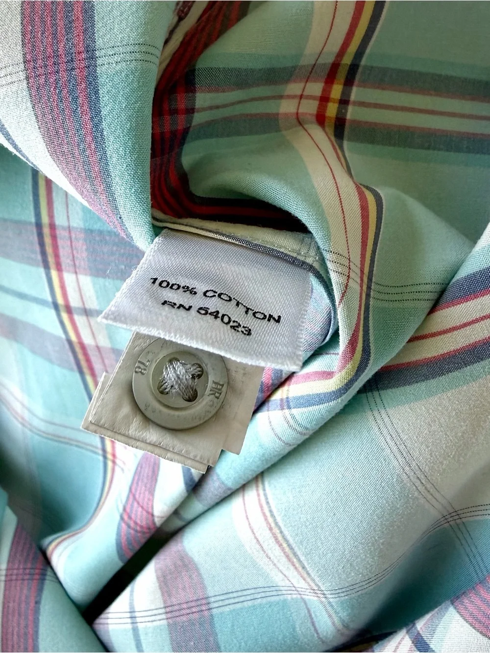 Y2K Banana Republic Plaid Button Up Shirt Men’s Medium Pastel Blue Pink Cotton